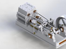 2缸卧式蒸汽机3D数模图纸_Solidworks设计