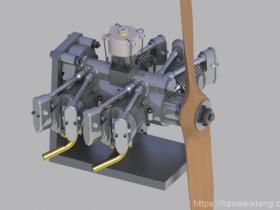 4缸对置气缸发动机模型3D图纸_Solidworks设计（附STEP）