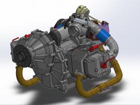 HKS-700T发动机模型3D图纸_igs格式_Solidworks设计