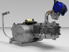 INDO四冲程单缸发动机模型3D图纸_STP格式_Solidworks设计