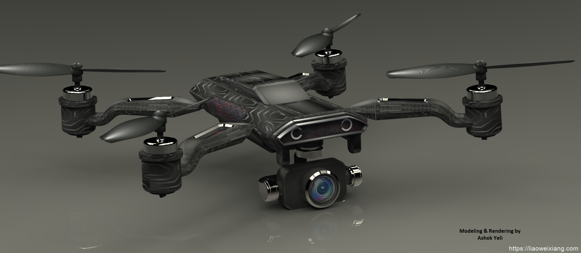 Falcon Cam四轴航拍无人机造型3D图纸 STP格式
