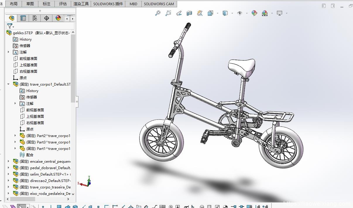 小型自行车Q14模型3D图 SLDPRT-STPE格式
