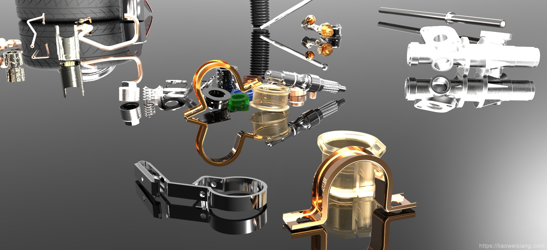 汽车齿轮齿条式转向系统3D模型图纸_Solidworks设计（附STP、渲染文件）