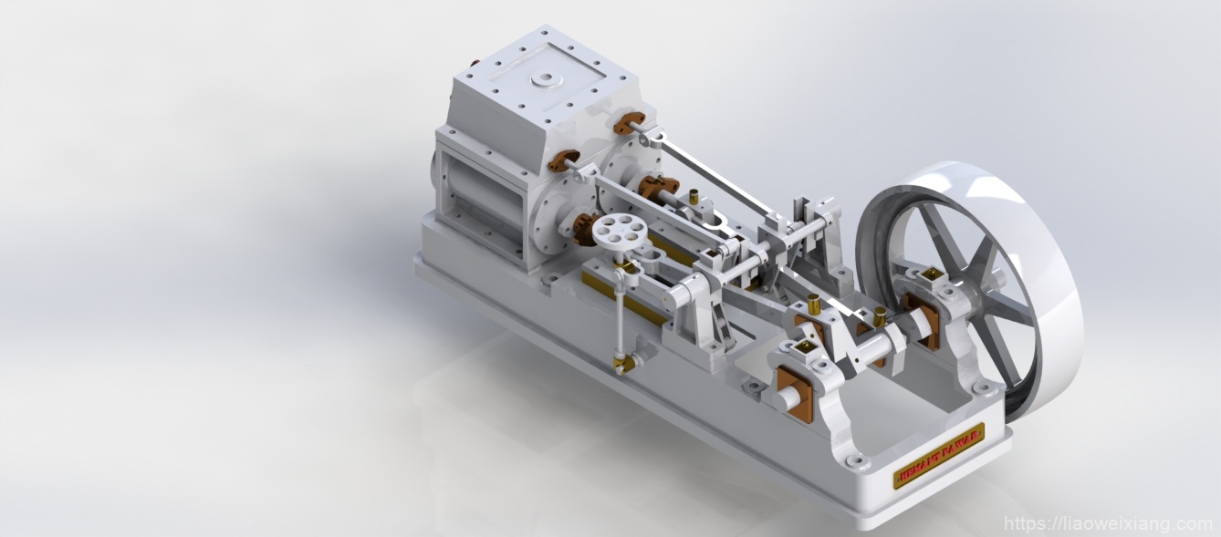 2缸卧式蒸汽机3D数模图纸_Solidworks设计