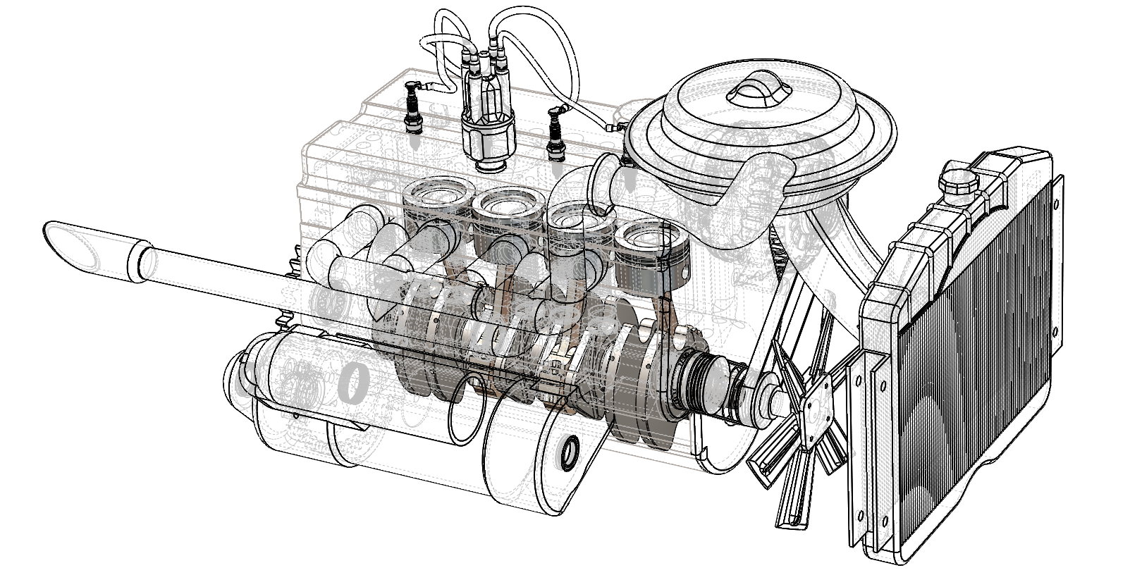 A4l-1967发动机简易模型3D图纸_x_t、STEP、IGS格式