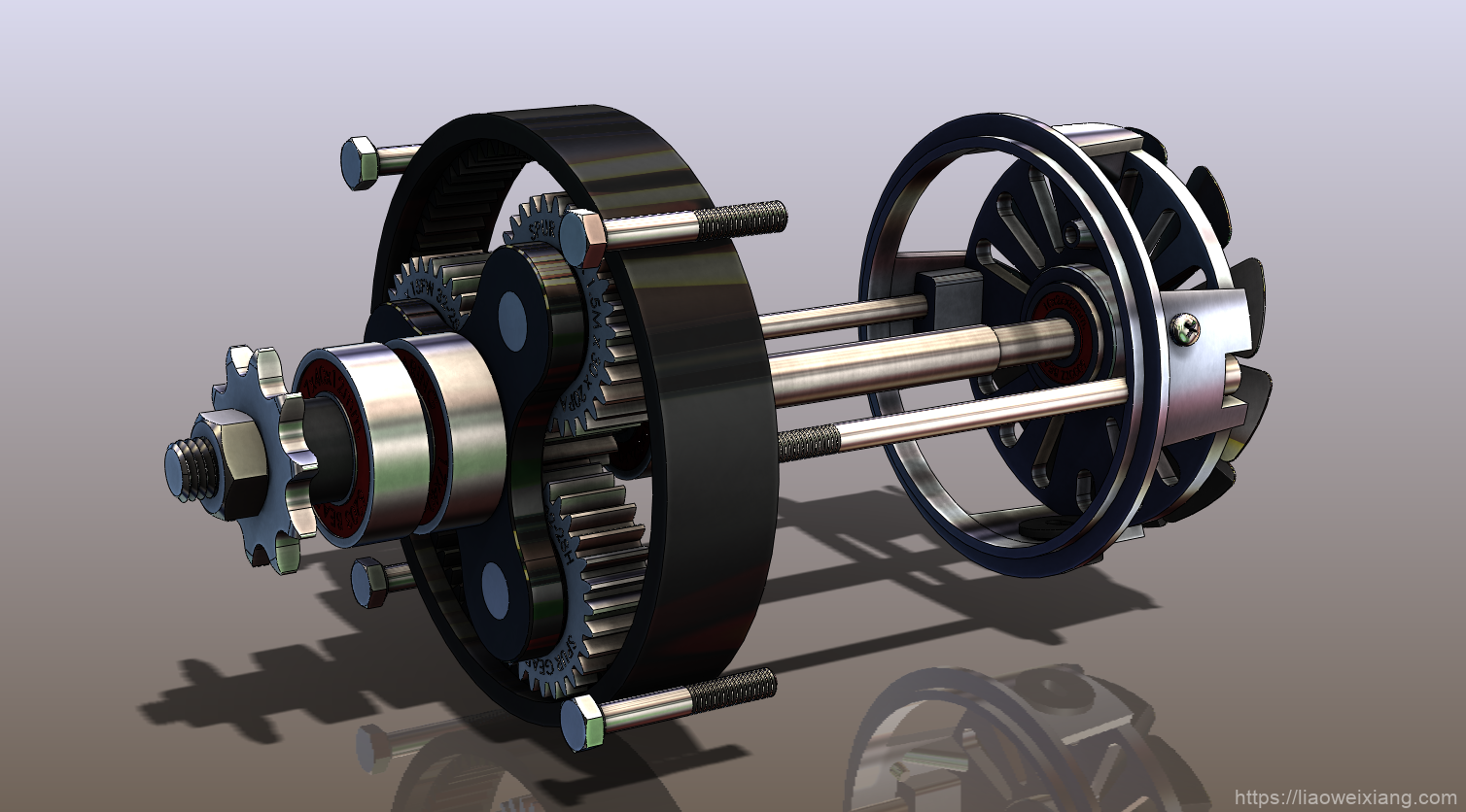 450W-24V直流有刷齿轮电机3D数模图纸_STEP格式