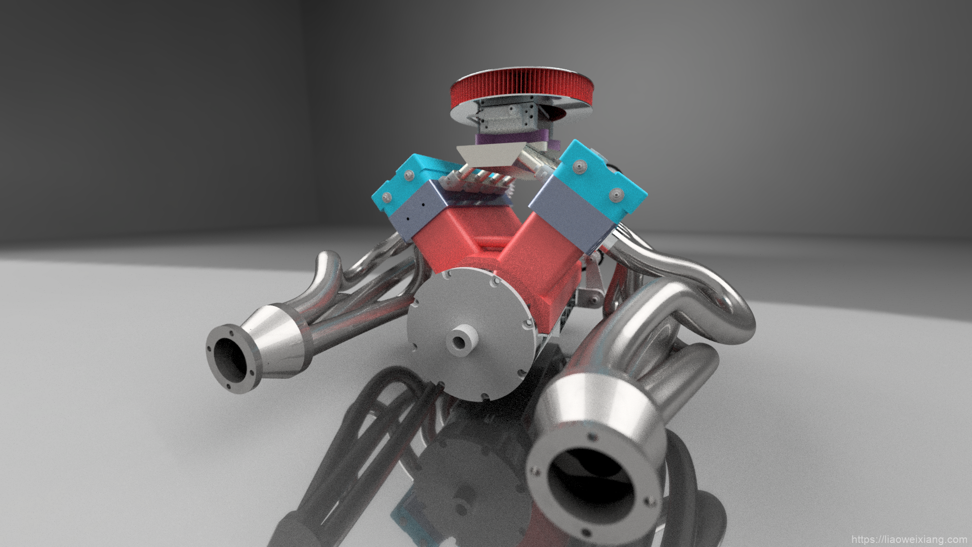 Carburator-V8发动机模型3D图纸_INVENTOR设计_附STP