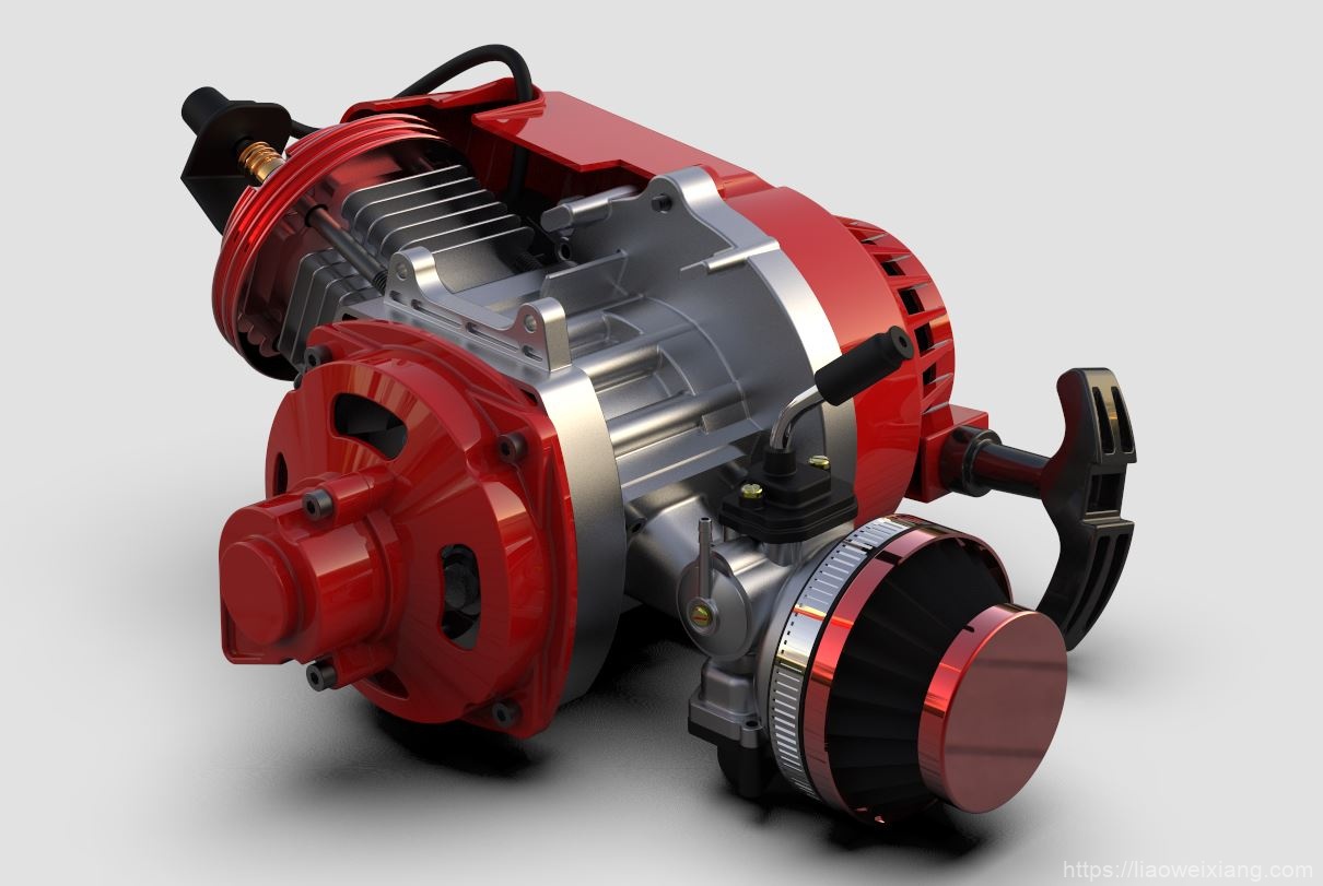 49cc二冲程发动机3D模型图纸_Solidworks设计