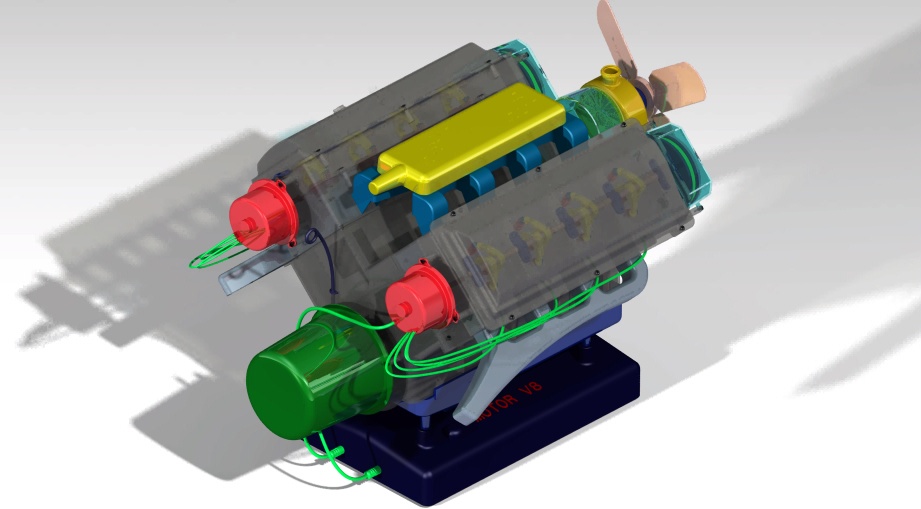 BHUSHAN-V8发动机模型3D图纸_STP格式
