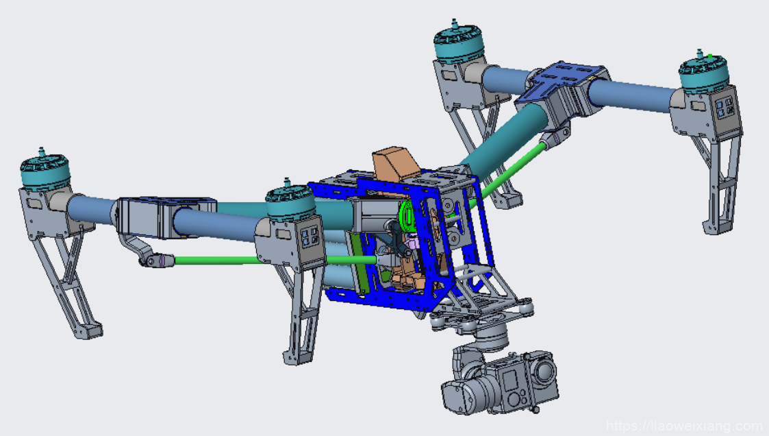 仿悟航拍无人机四轴飞行器3D图纸 STP格式solidworks模型