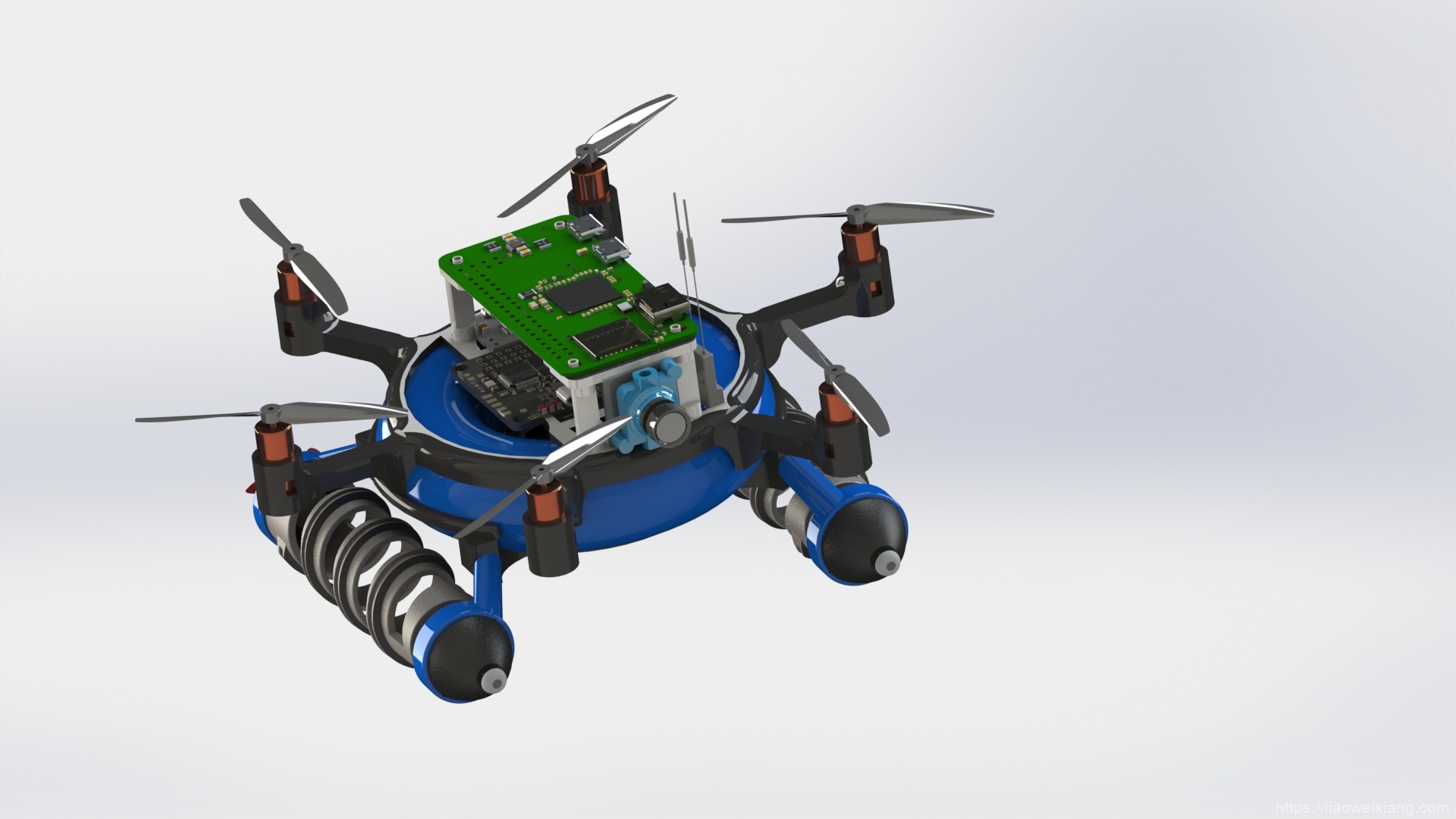 UGV六轴飞行无人机模型3D图纸_IGS、SLDASM格式