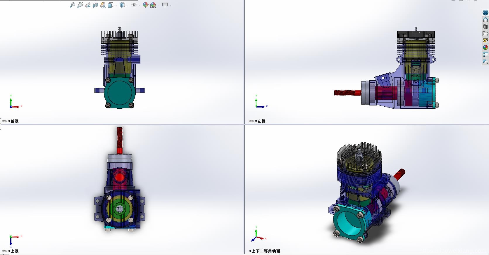 OS-46ax发动机简易模型3D图纸_Solidworks设计