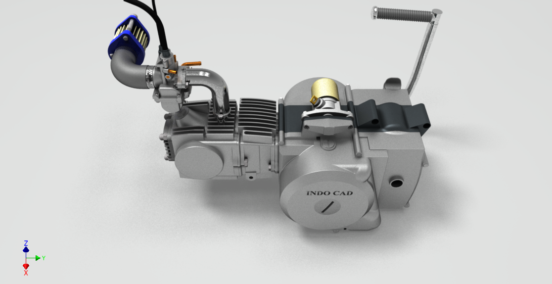 INDO四冲程单缸发动机模型3D图纸_STP格式_Solidworks设计