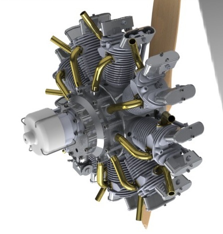 olsryd_9缸星型发动机模型3D图纸_STEP格式