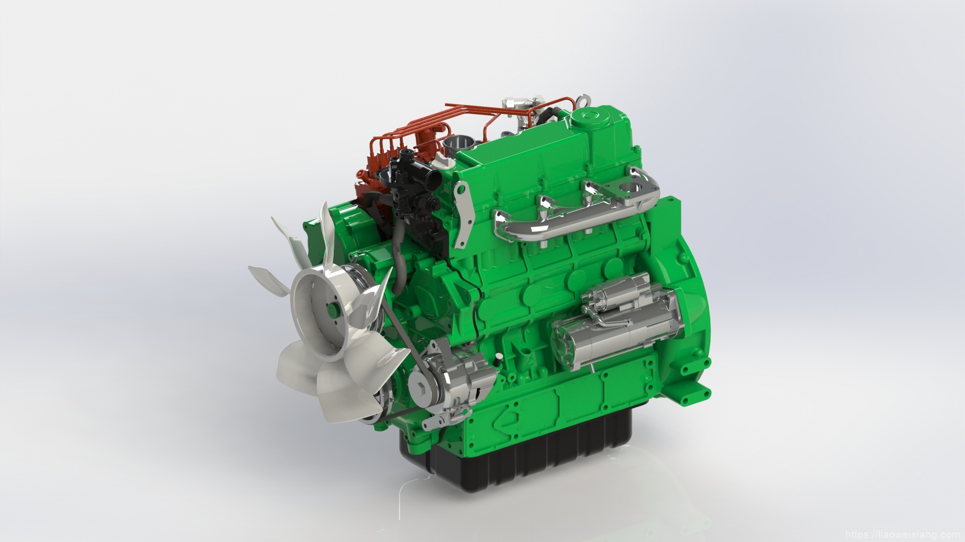 KUBOTA-V3600柴油发动机模型3D图纸 STEP、x_t格式